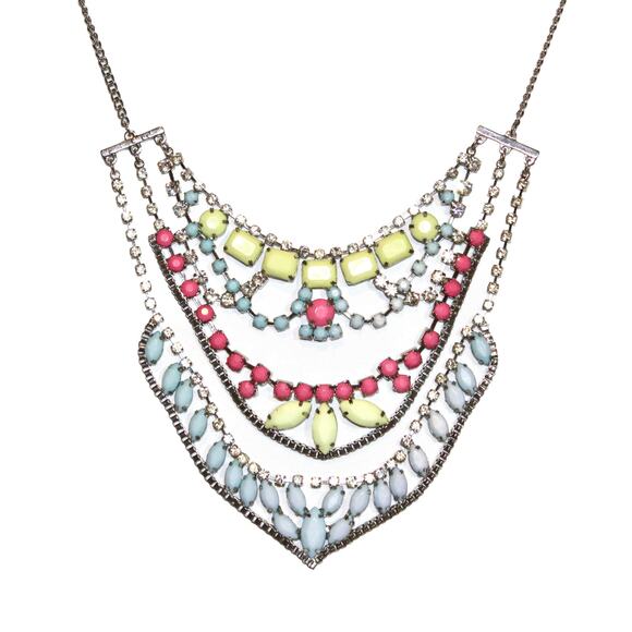 Gorgeous Glam 3-layer Pastel and Silver Necklace - Picture 1 of 2